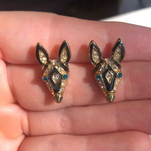 Betsey Johnson Rhinestone + Enamel Zebra Studs